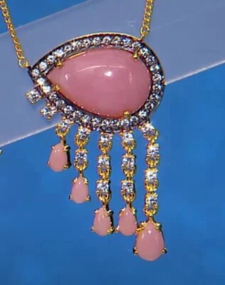 Collar Gota Rarezas Oro 14K -Vestido Rosa OPAL y Circón Blanco Foto 1 de 4