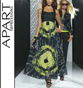NEU EXKLUSIV ABENDKLEID BATIK + DENIM JEANSLOOK 34/17 APART schwarz 129€ *475822 - Picture 1 of 3