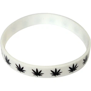 Pulsera de goma pulsera de silicona brazalete de cannabis para hombre mujer joyería rasta - Imagen 1 de 1