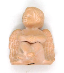 Figure Angel Sitting Terra Cotta 3 In Tall Bisque Cherub Baby Hollow - Picture 1 of 4