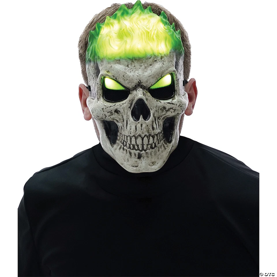 Light-Up Green Inferno Skull Mask - Morris Costumes - Image 1 of 1