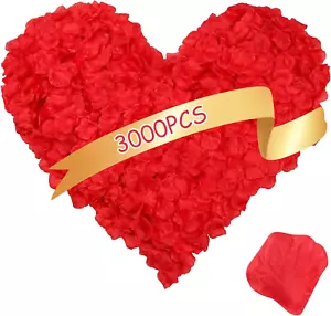 3000 Pezzi Petali Di Rosa Finti Rossi, Riutilizzabili Petali Artificiali per Com - Foto 1 di 12