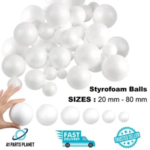 Party Solid Foam Ball Polystyrene Balls Round Craft Floral Tree White 20mm 80mm - Picture 1 of 20
