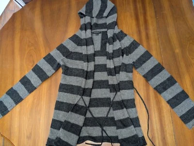 Banana Republic Wool Silk Cashmere Hooded Cardigan Sweater Striped Open Belt XS - Image 1 of 4
