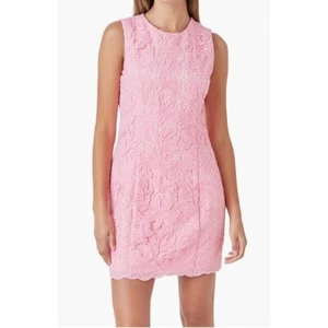 NWT endless rose pink sequin lace mini dress floral eyelet sheath sleeveless S - Picture 1 of 8