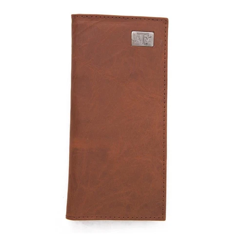 Texas A&M Aggies Leather Wallet Brown Checkbook Wallet Cover