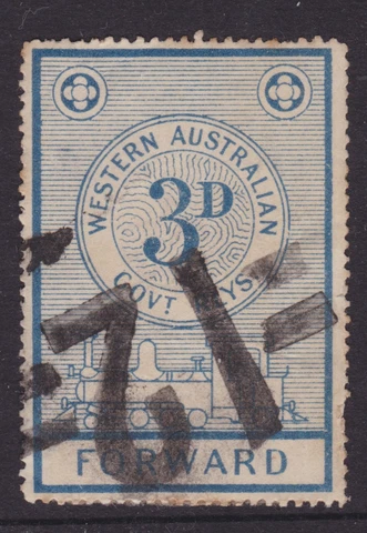 Western Australia 1907 3d Blue Government Railways FORWARD STAMP (NF82) Cover