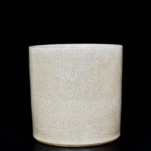 Fine Chinese Hand Painting Ge Kiln Porcelain Brush Pot - Picture 1 of 9