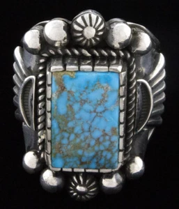 11 - Natural Birdseye Kingman Turquoise Ring By Navajo Artist Albert Jake - Picture 1 of 4