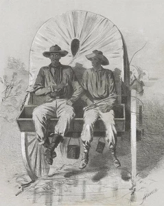 Boceto de campaña de la Guerra Civil de Winslow Homer: hombres negros montando en un vagón de equipaje - Imagen 1 de 1