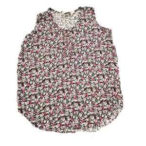 Vintage Kanchi Tank Blouse Top Sz XL Pink Ditsy Floral Print Sleeveless Cottage - Picture 1 of 11
