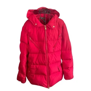 Lauren Ralph Lauren Women's Red Quilted Down Puffer Zip Up Hooded Jacket Size XL - Picture 1 of 13