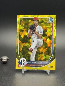 2025 Bowman Chrome Sapphire Yellow /75 Zack Wheeler #45 - Picture 1 of 2