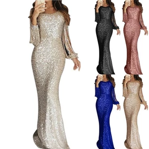 Flattering Womens Bodycon Evening Gown with Wrap Detail and Shimmering Fabric - Picture 1 of 17