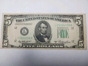 1950 A Green Seal $5.00 Dollar  Federal Reserve Note San Francisco very  nice - Picture 1 of 6