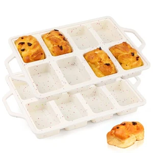 Silicone Mini Loaf Pans with Metal Reinforced Frame-2 Pack, Non-stick Silicon... - Picture 1 of 8