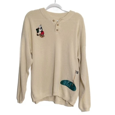 Suéter de Golf Mickey Mouse Vintage Disney Talla L Beige Tejido Foto 1 de 4