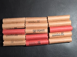 Lot of Fifteen Better Date Rolls of BU/UNC 1974 S Lincoln Memorial Pennies - Bild 1 von 2