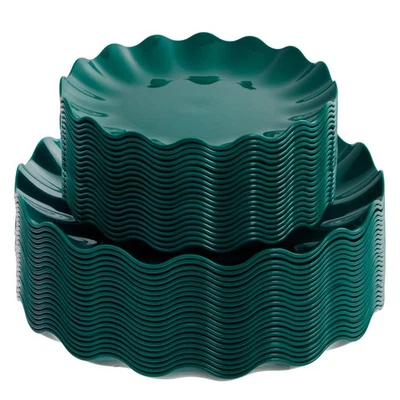 LIYH 50 Pcs Dark Green Plastic Plates Reusable Christmas Plastic Plates Green... - Image 1 of 4