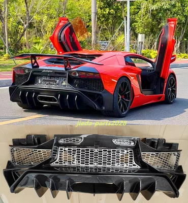 Divisor difusor de labios parachoques trasero de fibra de carbono real 1P para Lamborghini Aventador Foto 1 de 4