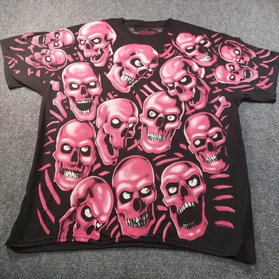 Liquid Blue Skull Shirt AOP Mens Large Limited Edition PINK color Less than 36 - image 1 of 4