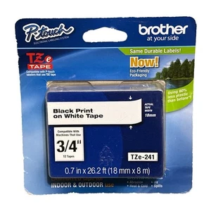 Brother P-touch TZe-241 3/4" nastro etichetta nero stampa su nastro bianco originale aperto - Foto 1 di 5