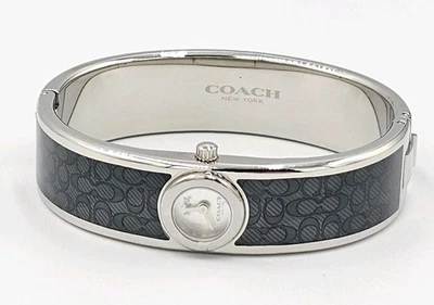 Coach Enamel Logo Bangle Bracelet Ladies Watch Stainless S.  New Battery  - Image 1 of 4