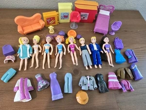 Vintage Mattel POLLY POCKET Lot Dolls Clothes & Accessories Boys Girls - Picture 1 of 5
