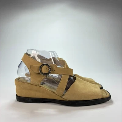 ECCO Beige Wedge Sandals Strappy Suede Leather Comfort Women’s Size US 9.5 EU 40 - Image 1 of 4
