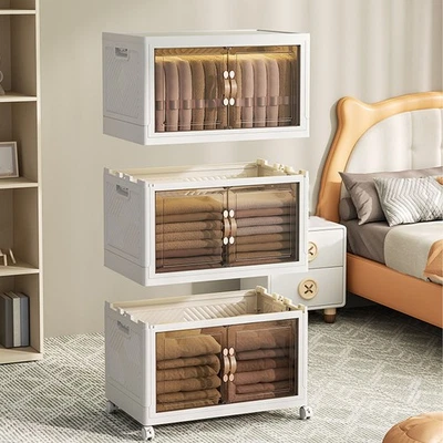 Collapsible Stackable Storage Bins Dustproof Folding Storage Bins Organizer With - Image 1 of 4