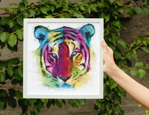 Colorido tigre moderno póster arte de pared impresión sin marco varios tamaños disponibles - Imagen 1 de 6