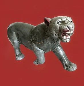 13 Zoll Vintage STALKING PANTHER Katze MITTE DES JAHRHUNDERTS modern GRAU Keramik KITSCH Feline - Bild 1 von 6