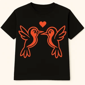 Hummingbird Couple Graphic T-Shirt – Dating Scene Illustration - Picture 1 of 3