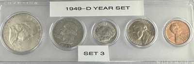 1949-D Mint 5-Coin Year Set – AU/BU – 90% Silver – Denver Mint Set #3 - Image 1 of 4
