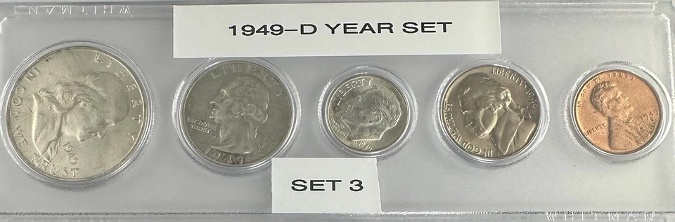 1949-D Mint 5-Coin Year Set – AU/BU – 90% Silver – Denver Mint Set #3 - Image 1 of 4