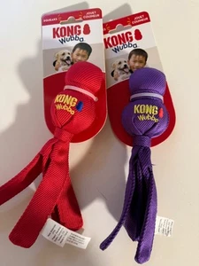 Set Of 2 KONG Wubba Dog Toys SMALL Purple + Red - Picture 1 of 3
