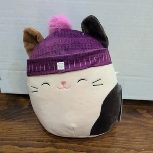 Neu mit Etikett Squishmallows CAM the Calico Cat lila Beanie Mütze 7,5" Winter Squad 7-8" - Bild 1 von 3