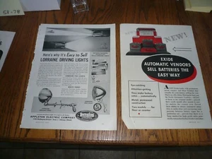 1937 Exide Battery & Lorraine Driving Lights  - Vintage Print Ad - Picture 1 of 1