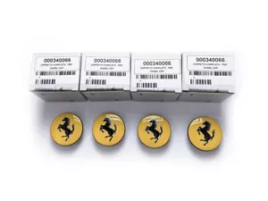 Genuine Ferrari Yellow Wheel Center Cap Set OEM 340066 4pc Kit Fits Most Models - Picture 1 of 4