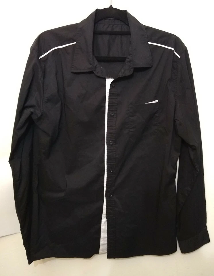 Camisa para hombre Doublju XL negra manga larga calce 100 % algodón ajustada botón occidental Foto 1 de 4