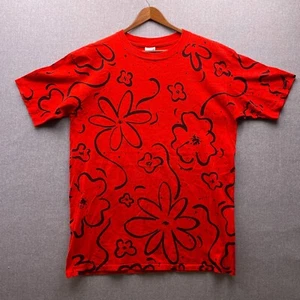 Camiseta De Colección Flor Floral Roja Negra Estampado Completo Para Hombres L Exterior Festival Teñida - Imagen 1 de 12