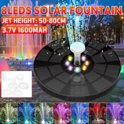 Solarpumpe Teichpumpe Springbrunnen LED Wasserspiel Akku Gartenbrunnen Solar DE - Bild 1 von 4