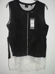 David Lawrence Womens Heidi Black Two Tone Silk Tank Top Blouse Size 12 NWT - Picture 1 of 3