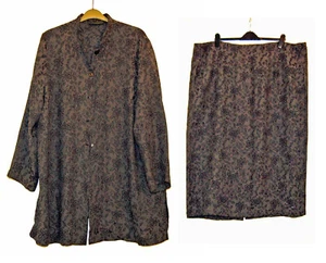 Profile grey set of long line floral jacket skirt suit UK plus size 24 - Picture 1 of 6