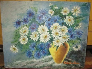 Adele Ounstein Original Oil on Board Still Life Vase and Flowers - Picture 1 of 7