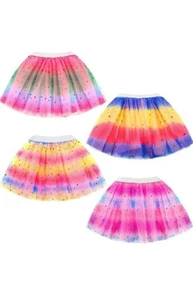 4 Pack Girls Rainbow Tutu Baby Princess Toddler Skirt 4 Layer Tulle Tutu... - Picture 1 of 7
