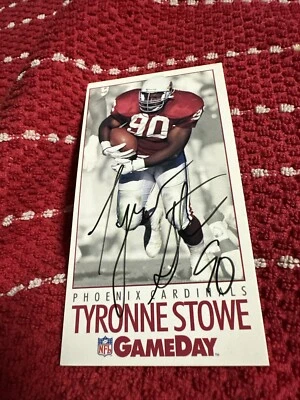 1992 GameDay Football Card #365 Tyronne Stowe RC Autograph Cardinals - Image 1 of 2