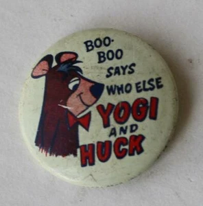 Yogi Bear Boo Boo Bear Says Who Else Yogi and Huck Fantasy Candidate Litho Pin 1 - Picture 1 of 1