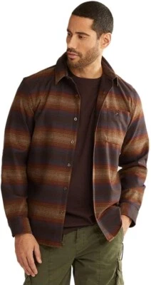 PENDLETON Men’s 100% Umatilla Wool Trail Shirt Brown Ombre Multi Stripe, Medium - Image 1 of 4