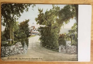 Entrance to Riverton Park Portland Maine Postcard PC Cir 1909 Leighton Germany - Picture 1 of 1
